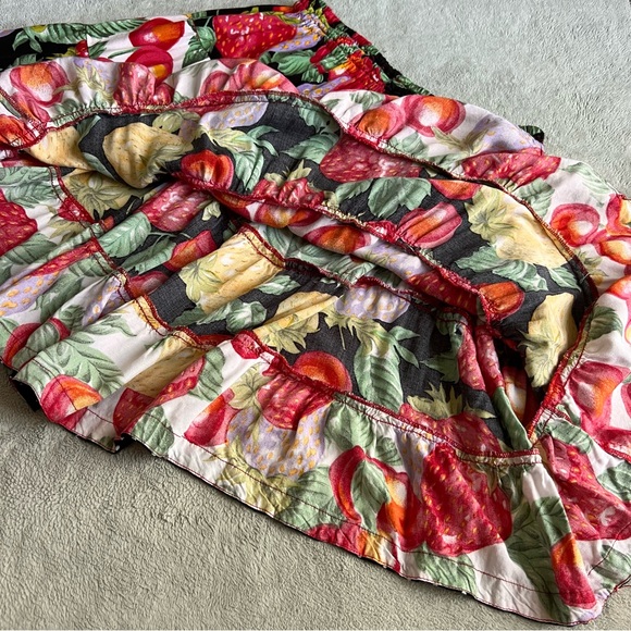 Vintage 90s Mod Retro Faith Strawberry Cherry Fruit Print Polka Dot Mini Skirt - Picture 9 of 11